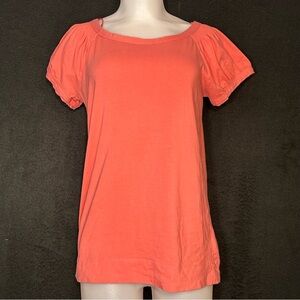 Women's M Orange Smocked Shoulder Sleeveless Boat Neck Top - Jones New York